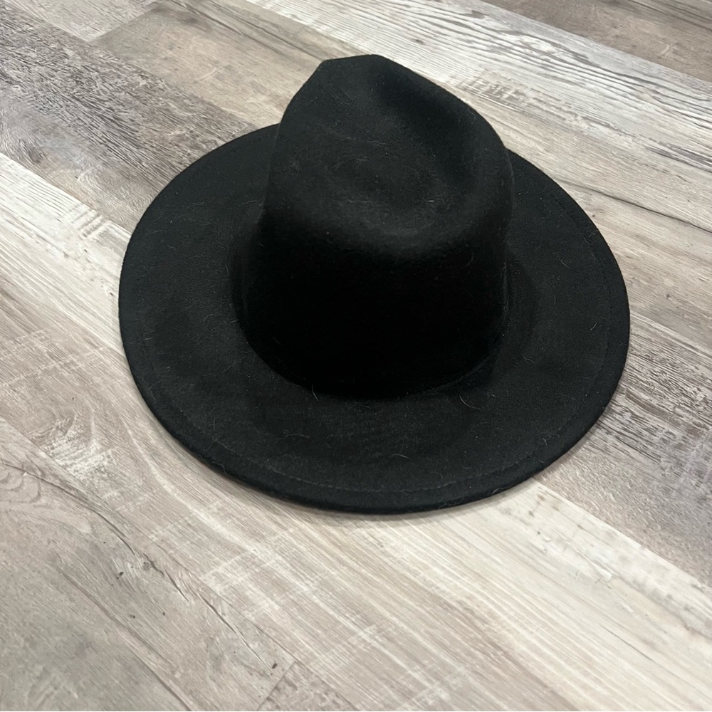 Universal Thread Flat Brim Black Felt Fedora - Picture 4 of 11